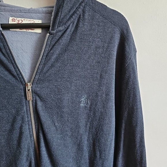 Original Penguin Blue Large Womens Full Zip Hooded Lightweight Sweatshirt - Picture 4 of 8